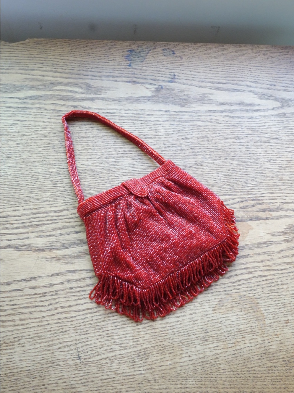 Original Richere Vintage Red Fringe Beaded Handbag